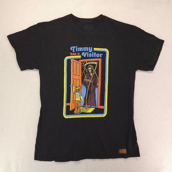 Steven Rhodes Timmy Has a Visitor Crew Neck Shirt Mens Size Large L Black - Picture 2 of 10